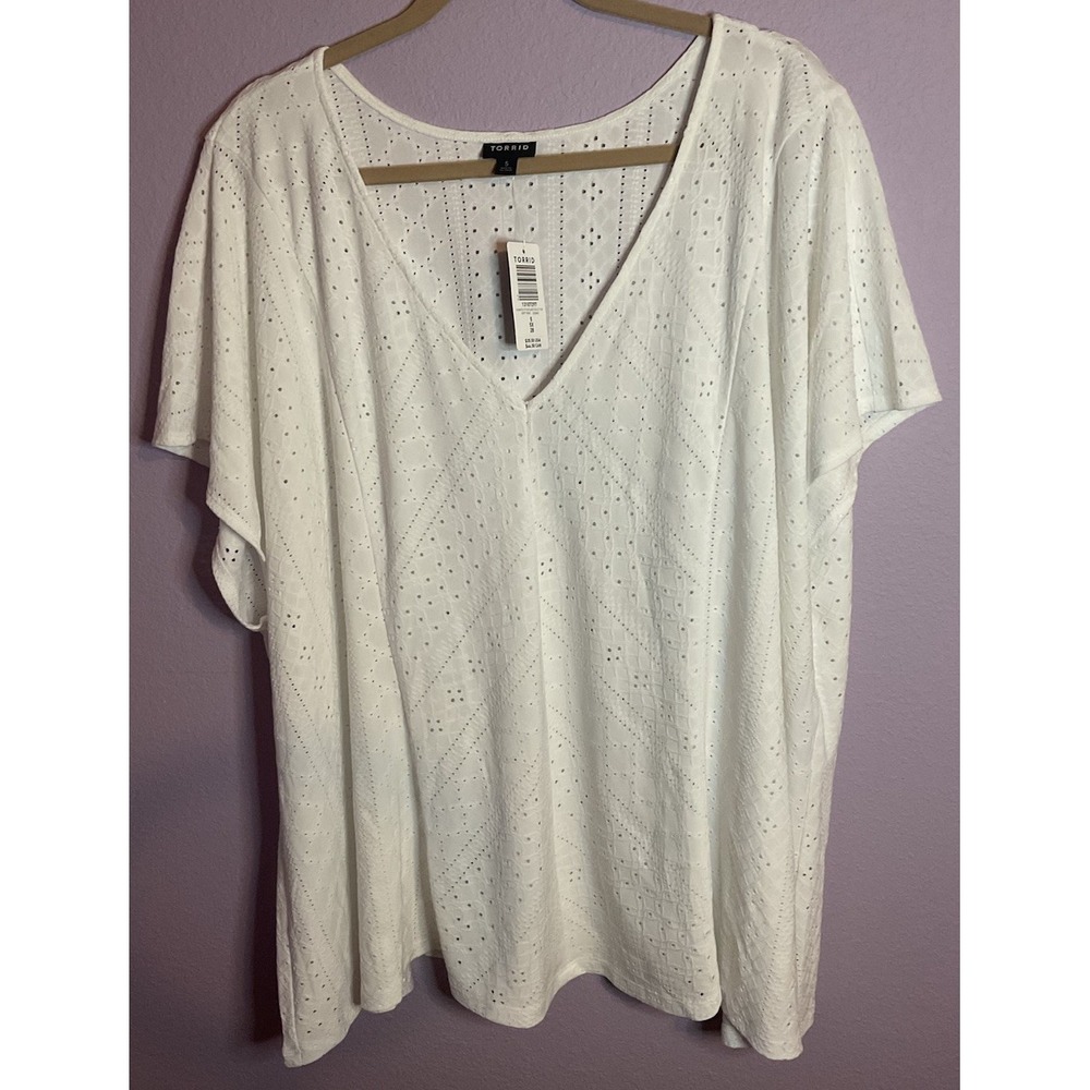 Torrid White Eyelet‎ Fit Flare Top Blouse 5X New